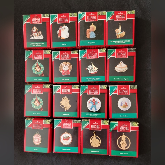 Hallmark wooden Tree Shadow box with 82 Hallmark Miniture Ornaments. - Picture 5 of 6